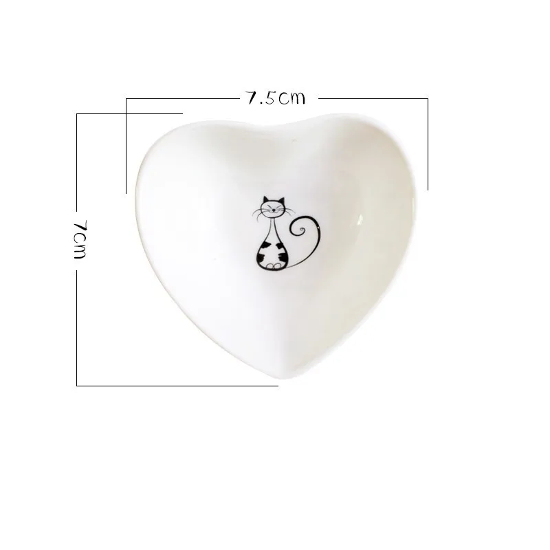 Heart D Любящее сердце или квадратная миска для соуса, кошачий керамический уксус, приправа для масла, блюдо, мини соус, соль, закуска, маленькая тарелка для кухни, гаджет - Цвет: Heart D
