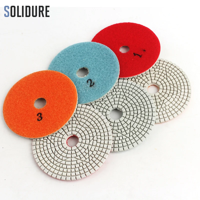 

3pcs/set 4 Inch Wet 3 Step Flexible Polishing Pads Diamond Granite Polishing Tool Marble Grinding Pads