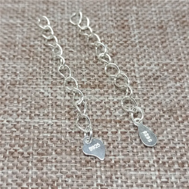 925 пробы Серебряное сердце и Капля воды удлинительные цепочки Extender 1 8 дюйма 45 мм