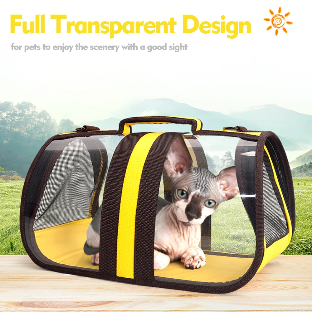 Pet Backpack Carrier Visible Transparent Foldable Handbag Cats Small Dogs Large Space Light Weight Breathable Shoulder Travel | Дом и сад
