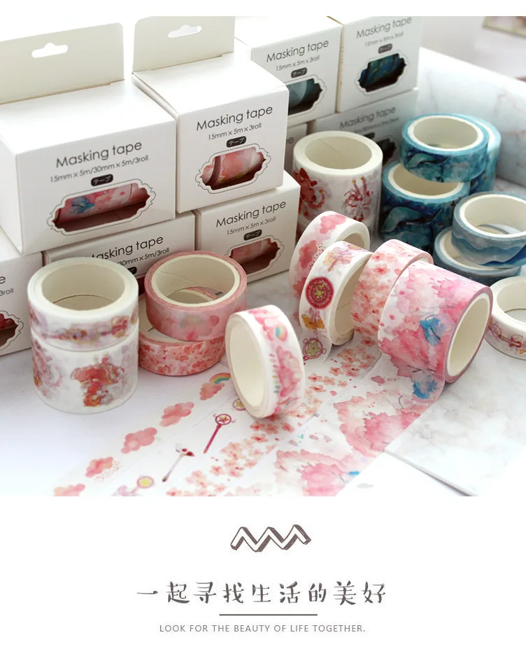 3 шт./партия, милый океан, маскирующие ленты, Kawaii, единорог, Васи, ленты, наборы для детей, DIY декоративный дневник, фотоальбом принадлежности для скрапбукинга