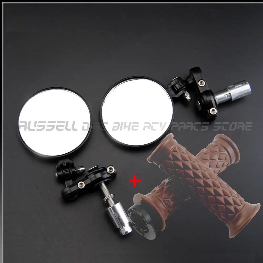 Мотоциклетные зеркала заднего вида с круглой черной ручкой 3 дюйма и рукояткой CAFE