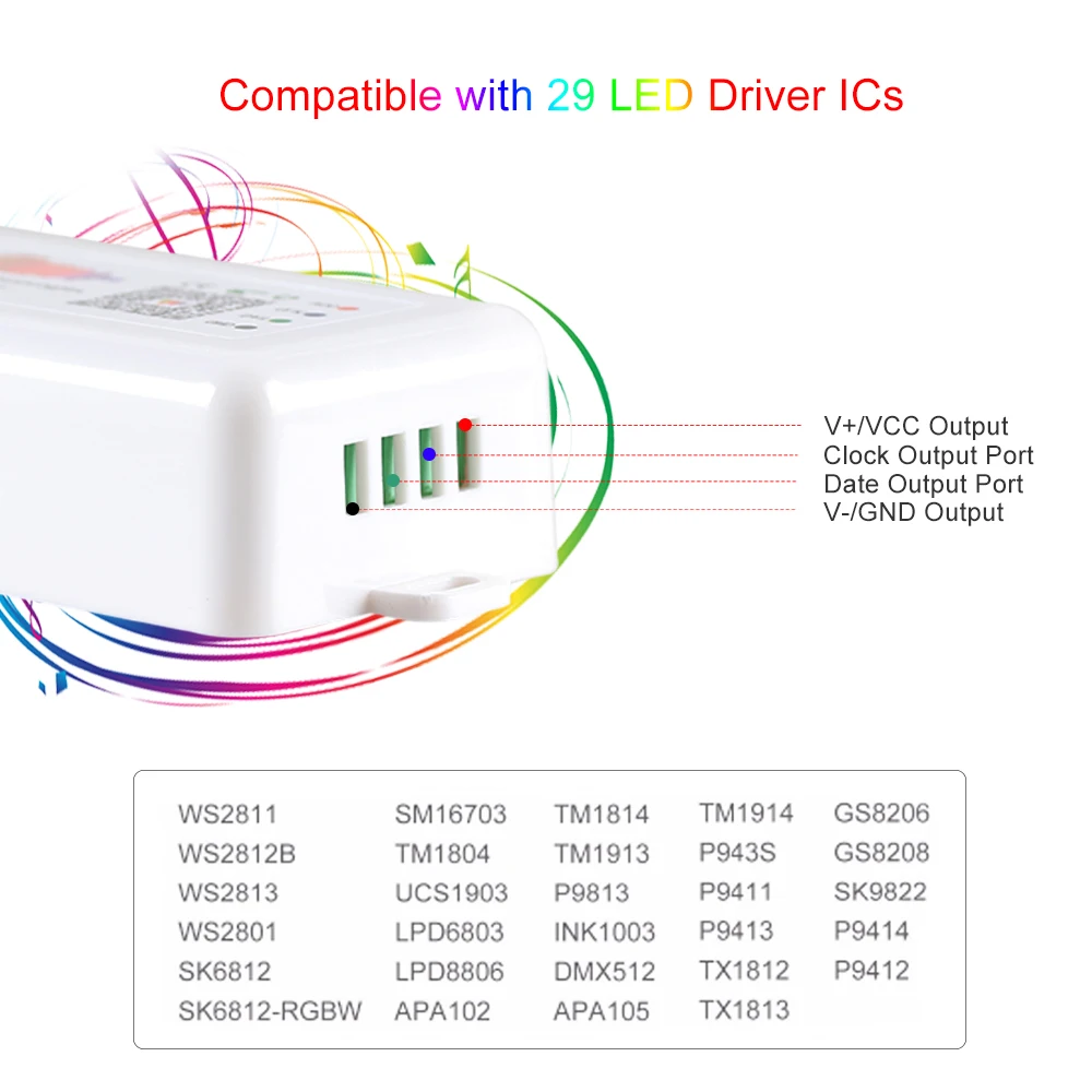 SP107E SPI WIFI Bluetooth Pixel IC контроллер с помощью приложения для смартфона WS2812B WS2813 SK9822 SK6812