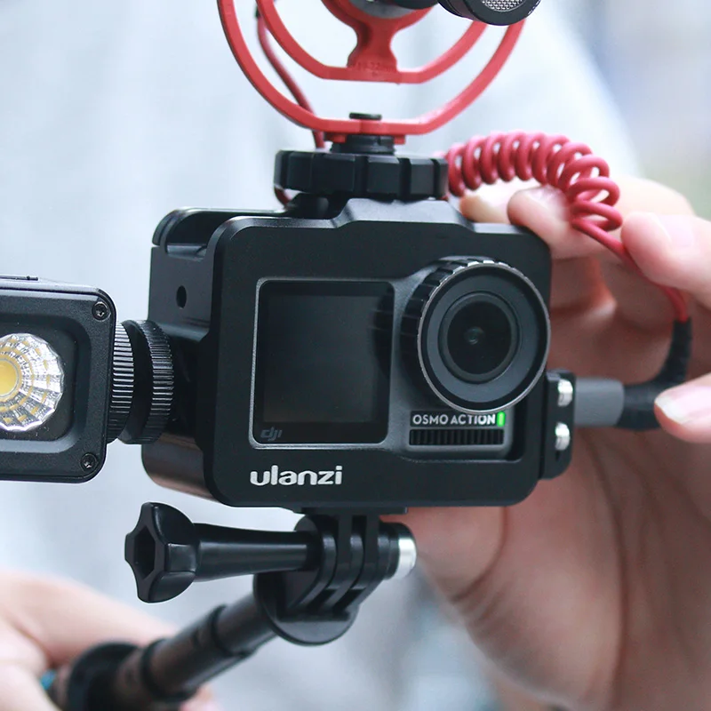 ULANZI OA-1 Vlogging металлический чехол для Dji Osmo Action Vlog чехол с холодным башмаком для микрофона светодиодный светильник
