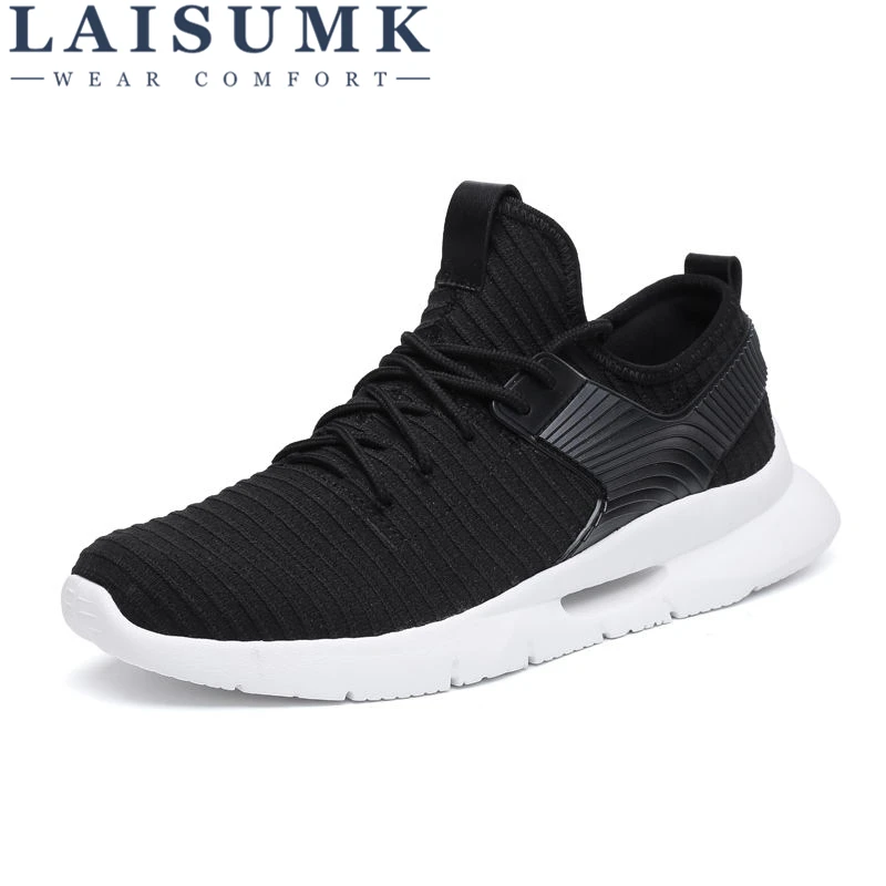 

LAISUMK Breathable Casual Shoes Men Lace Up Comfortable Male Shoes Chaussures Homme Flat Men Shoes Lightweight Sneakers Men