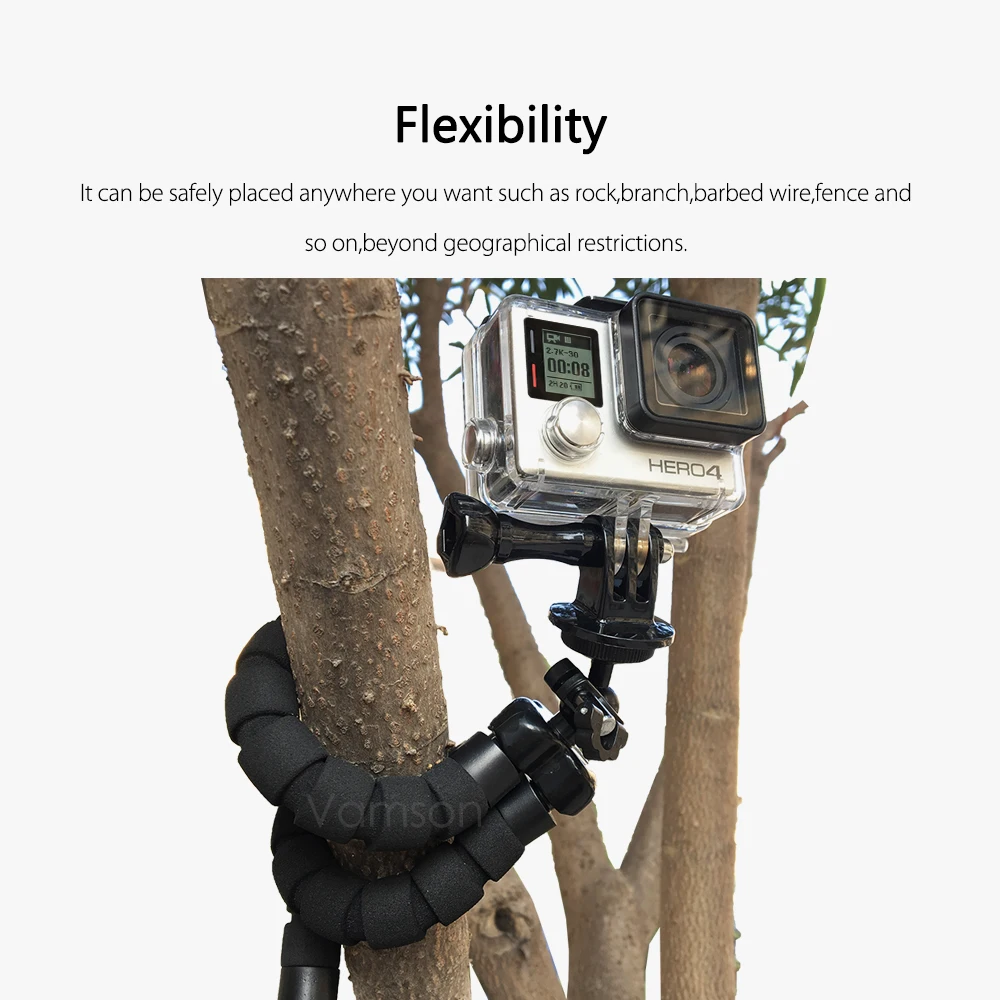 Vamson для GoPro Hero 7 6 5 4 3+ 2 1 Аксессуары гибкий мини Осьминожка с винтовым зажимом для телефона для проса для yi 4k VP414