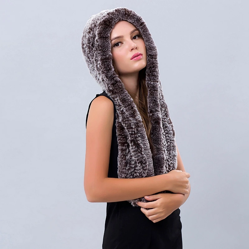 Женские шапки на зиму с шарфом Красочные и головные уборы для девочек из меха