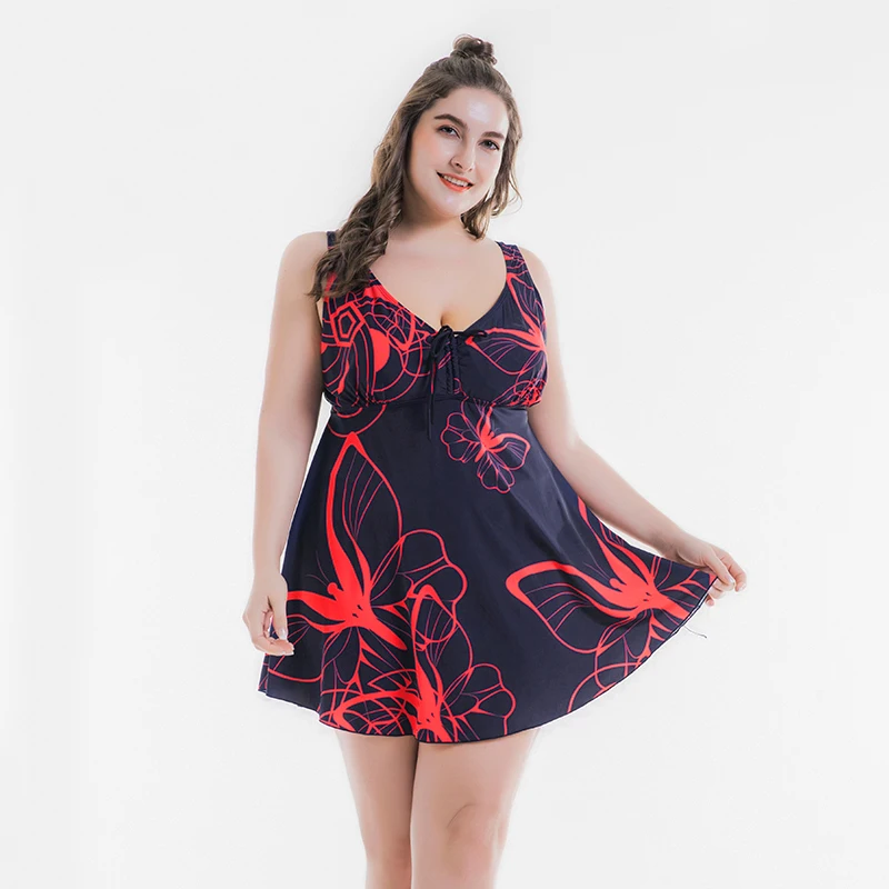 Плюс размер цельный купальник цветочный принт женский Пуш Ап купальный костюм 7XL