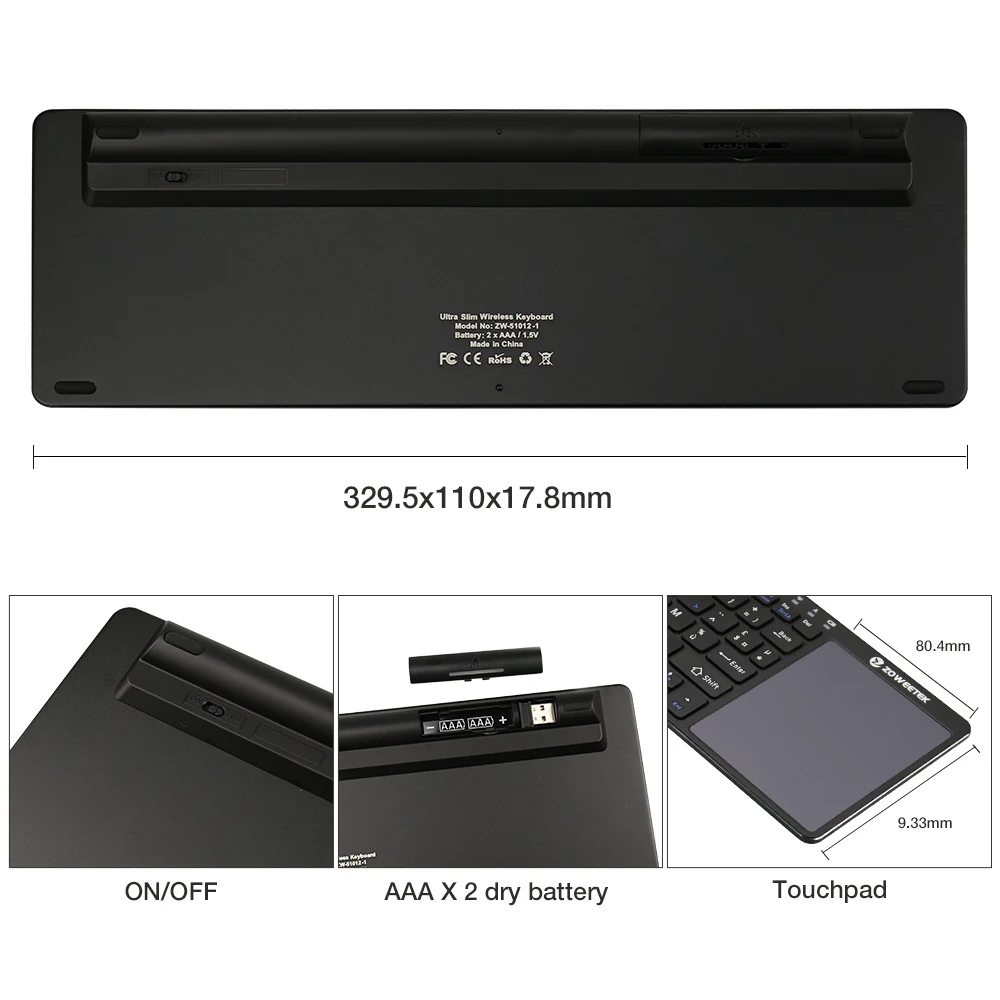 Zoweetek K12-1 мини Беспроводной Французская клавиатура 2,4G с сенсорным экраном показания ручной для IP ТВ HTPC Smart Android ТВ коробка ПК Xbox PS3