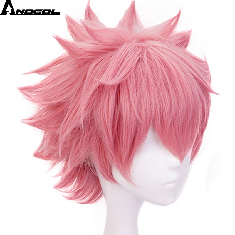 Anogol My Hero Academy Boku no Hero Academy Mina Ashido короткий розовый синтетический парик для косплея для Хэллоуина Вечерние