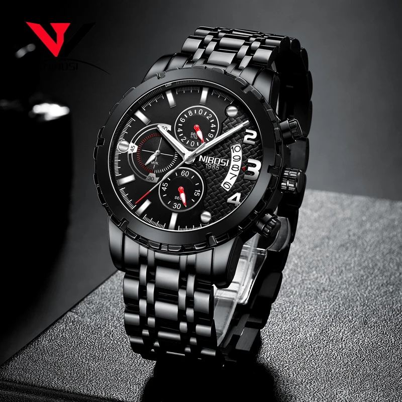 NIBOSI мужские часы топ известный бренд модные кварцевые в стиле милитари кварц