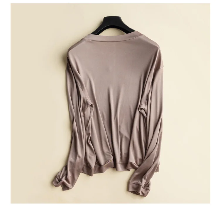 Осенняя одежда новая шелковая футболка с длинным рукавом 2021|t-shirt with long sleeves|silk