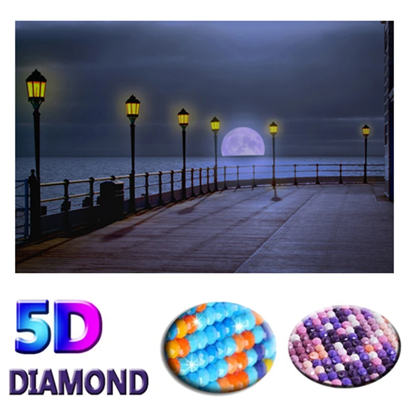5D алмазная картина Ночной пейзаж Вышивка крестиком DIY Алмазная улица