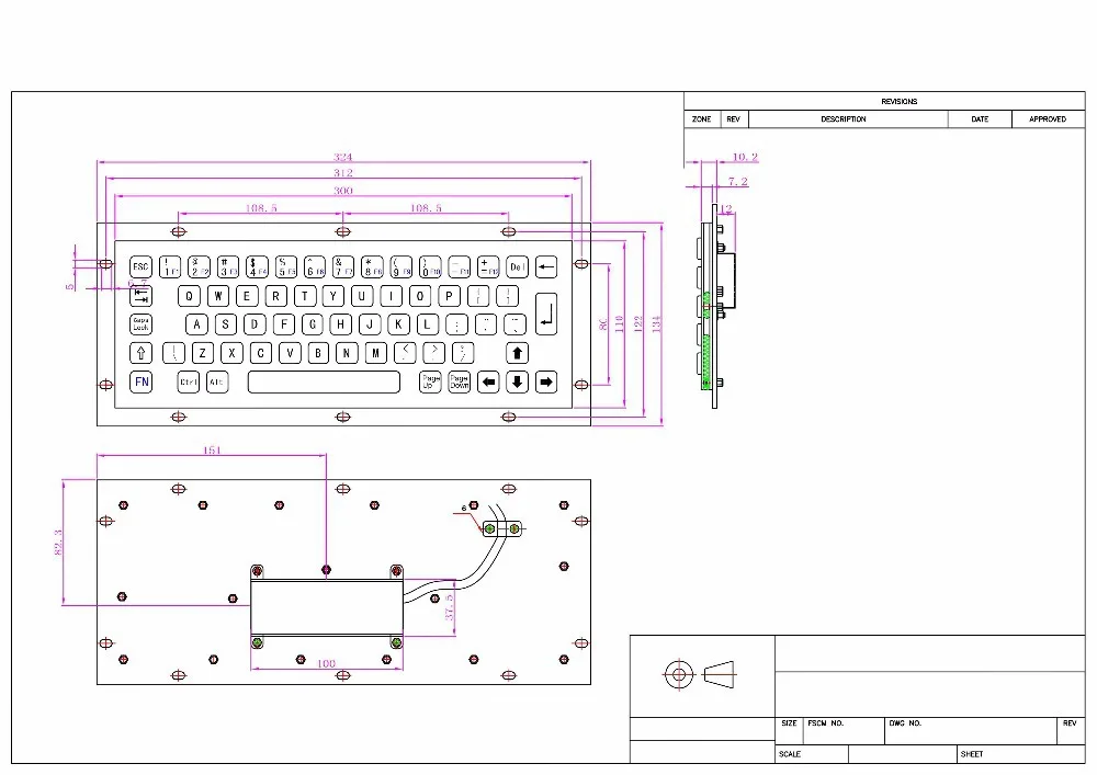 Изготовленная на заказ 64 клавиши металлическая стандартная клавиатура ADA из
