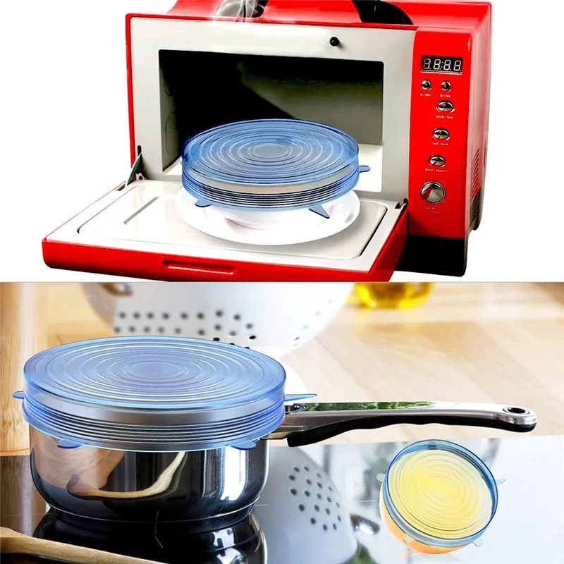 6 шт. силиконовая пищевая стретч пленка многоразовая крышка крышки обертка чаша