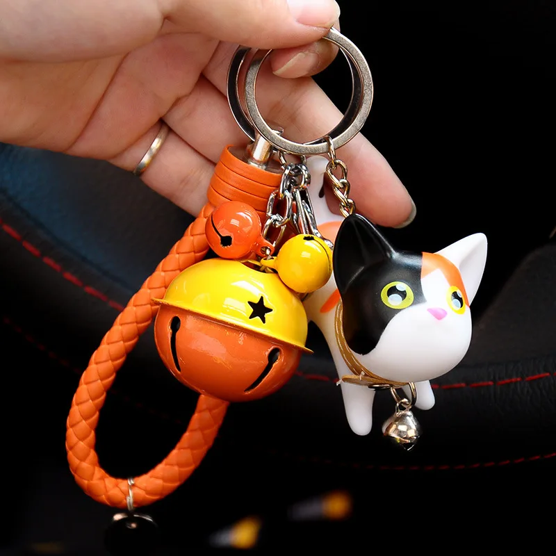 Брелок для ключей в виде милых мультяшных животных собак кошек кожаный шнур