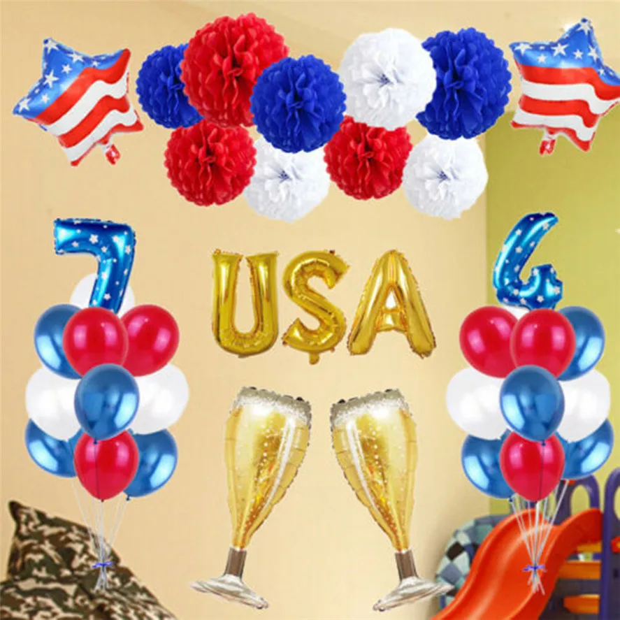 Новый 1 компл. номер звезда латекс фольга День Независимости воздушные шары набор