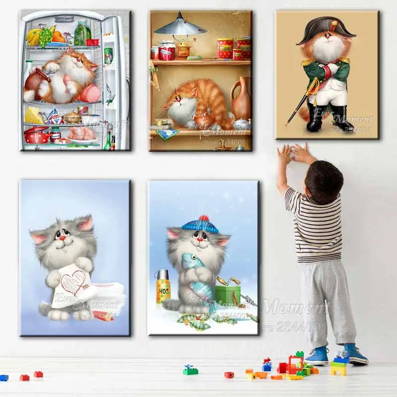 Картина с алмазной Мозаикой Ручной Работы набор кристаллами для вышивки котом и