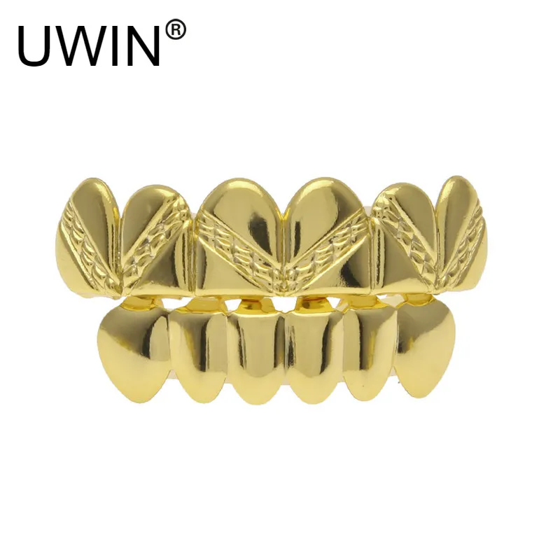 UWIN золотой серебряный цвет для мужчин и женщин хип хоп в полоску зубов гриль топ