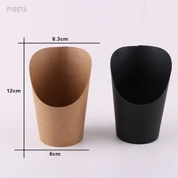 50pcslot 14oz disposable kraft paper french fries cup black fried chicken wings popcorn dessert storage box