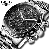 2019 lige mens watches top brand luxury stopwatch sports waterproof quartz watch man fashion business clock relogio masculino