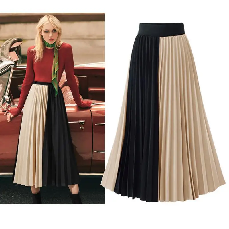 Женская длинная юбка в стиле пэчворк элегантная с эластичным поясом модель