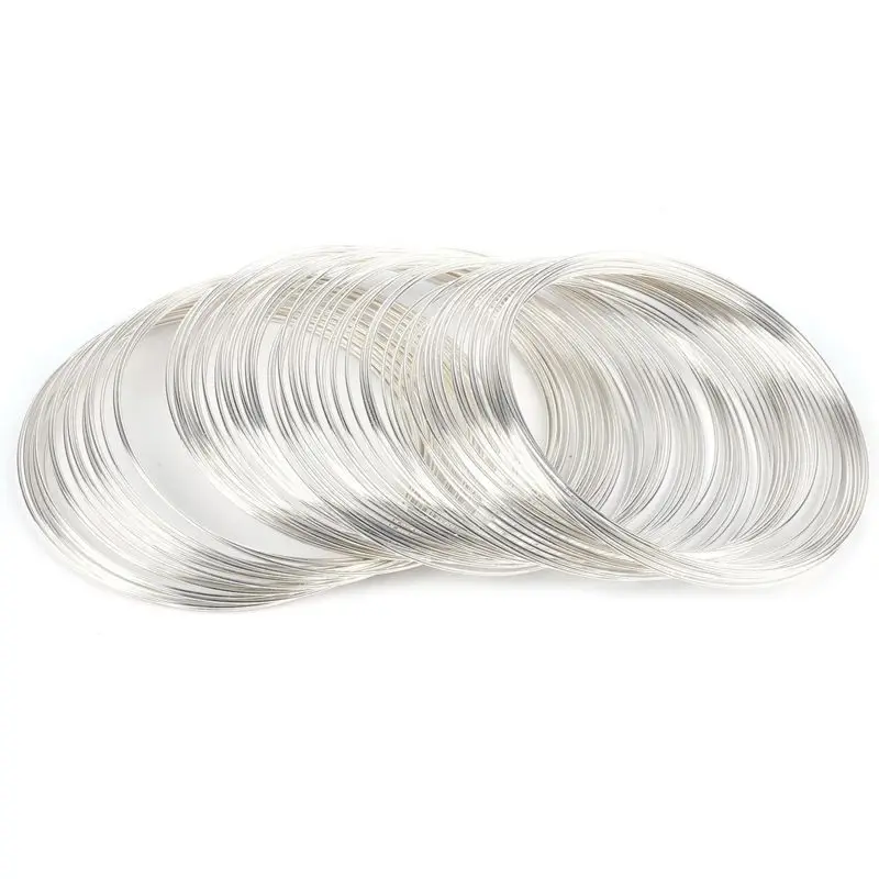 Silver 100circles/pack Diameter 60mm 0.6mm Silver Gold Memory Beading Steel Wire For Jewelry Making Diy Bracelet Earring Accessories - Цвет: Silver