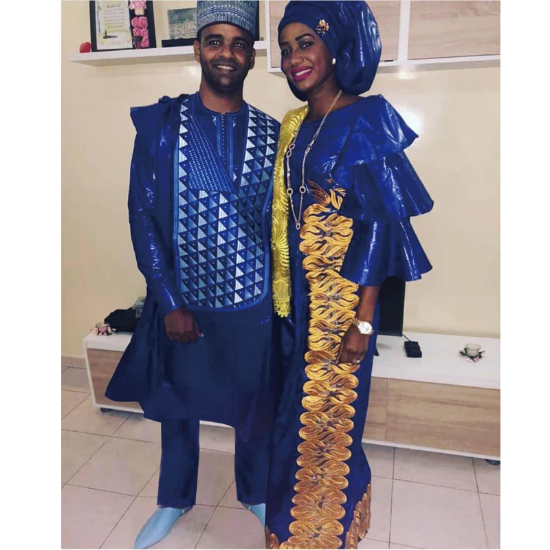 H& D мужская одежда в африканском стиле синий костюм agbada накидка рубашка брюки комплект из 3 предметов без шапки Дашики халат вышивка Африканский узор PH3307