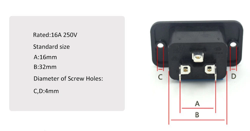 AC 250V 16A IEC 320 C19 C20 панельный разъем