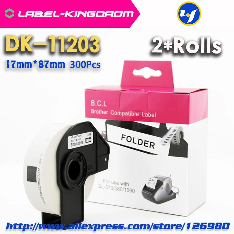 2 рулона совместимый DK-11203 этикетки 17 мм * 87 для принтера Brother все поставляются с