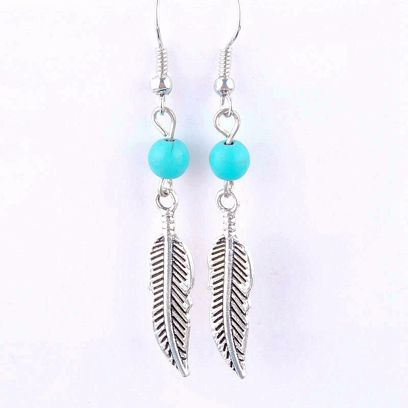 Новинка 2016 посеребренные висячие серьги с поперечными перьями для женщин и