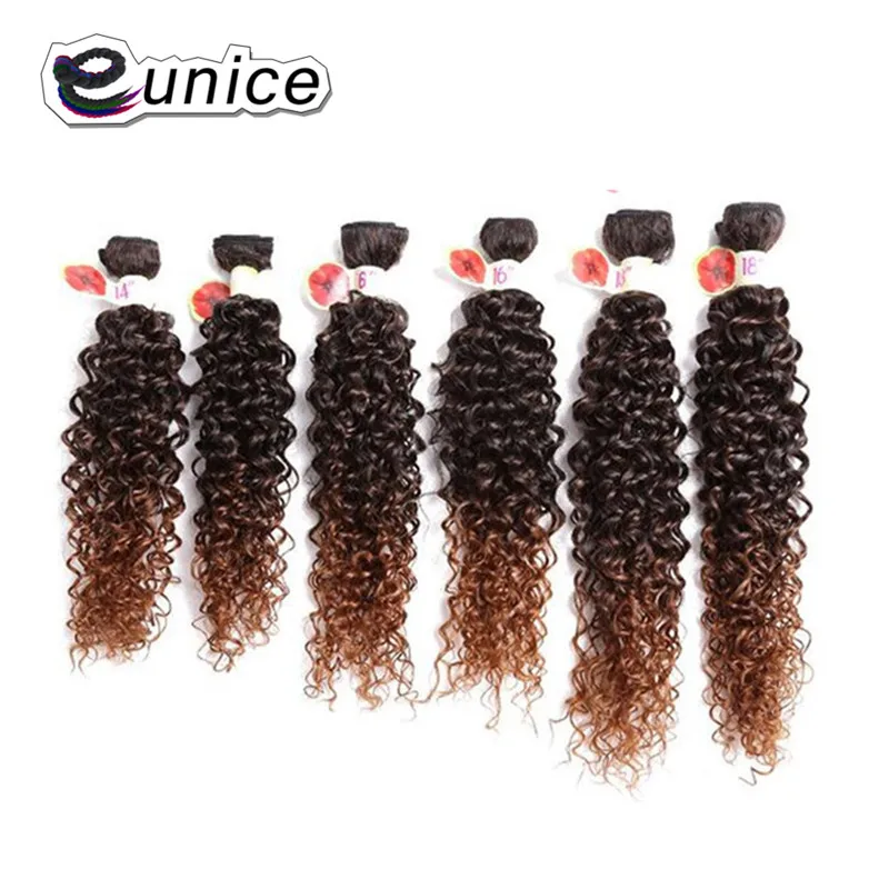 

Eunice Synthetic Hair 2 Tone Ombre Kinky Curly Weave Bundles Hair Extensions 14-18 inches Sew in weaving Wefts free shipping