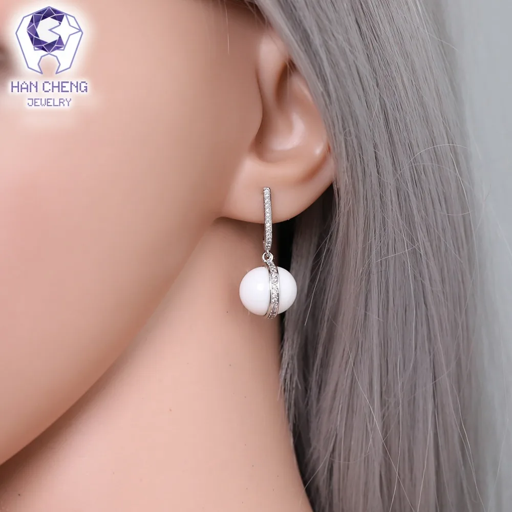 Новые модные роскошные висячие серьги HanCheng с круглым шариком керамические