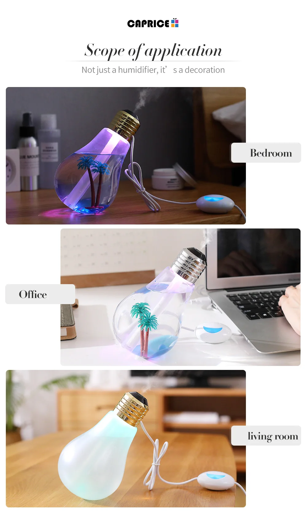 Mini Landscape Glass Bulb Night Light Humidifier for Room Mini Creative Gift Home Decoration Accessories Ornaments Home Js-Qcdp