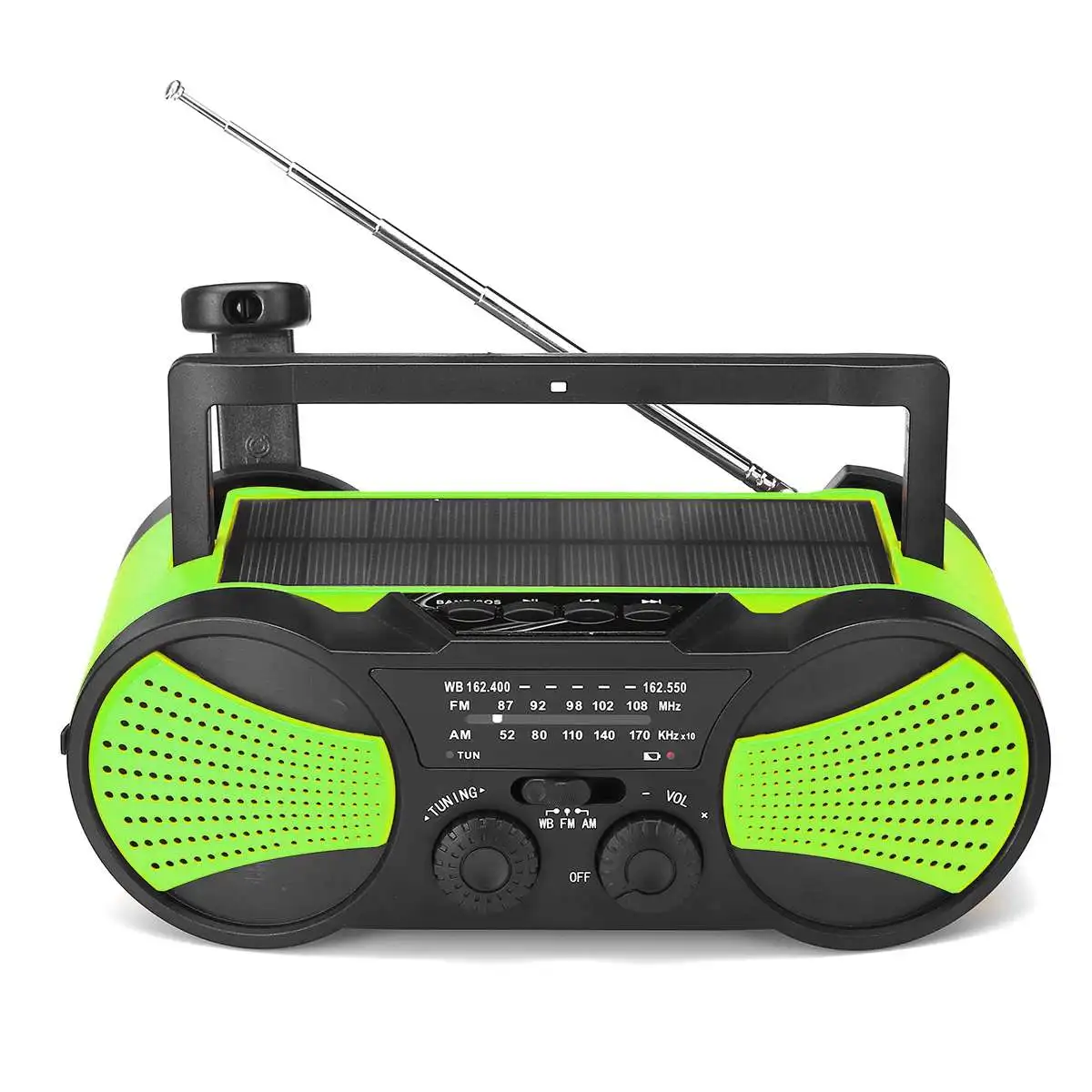 Green Солнечная энергия WB Crank аварийный банк питания рукоятка само мощность ed AM/FM погода портативный радио 2000 мАч перезаряжаемый - Цвет: Green