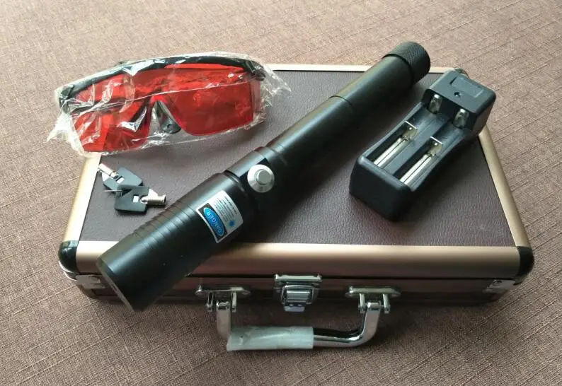20000mW high power military 450nm blue laser pointers flashlight burning match/dry wood/black/burn cigarettes+glasses+Gift box |