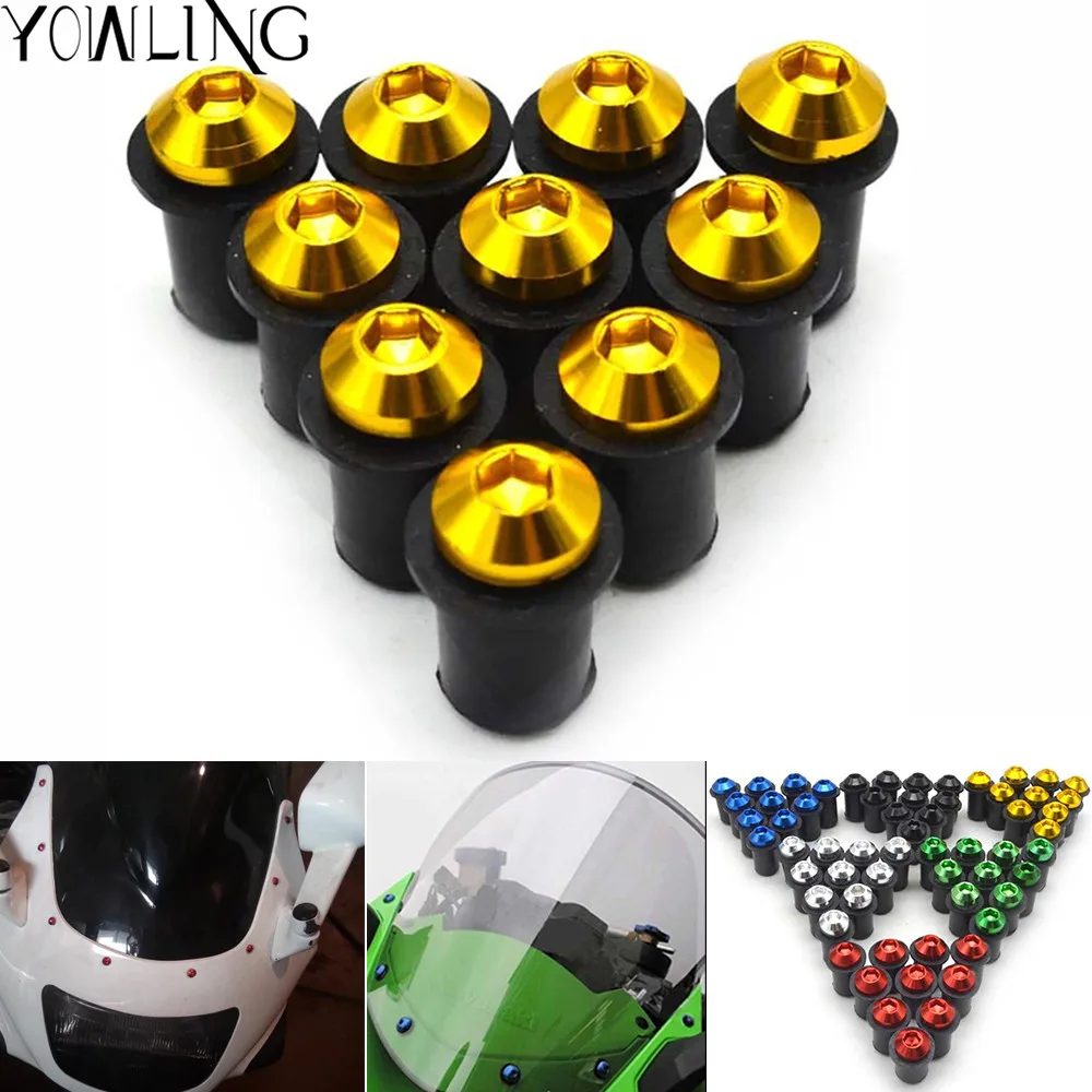 

5mm Fairing Wind Screen Screw Bolt Kit Windshield Mounting Nut Wellnut For yamaha yzf r1 r6 R25 fz1 fazer fz6 TMAX 530 tmax-500