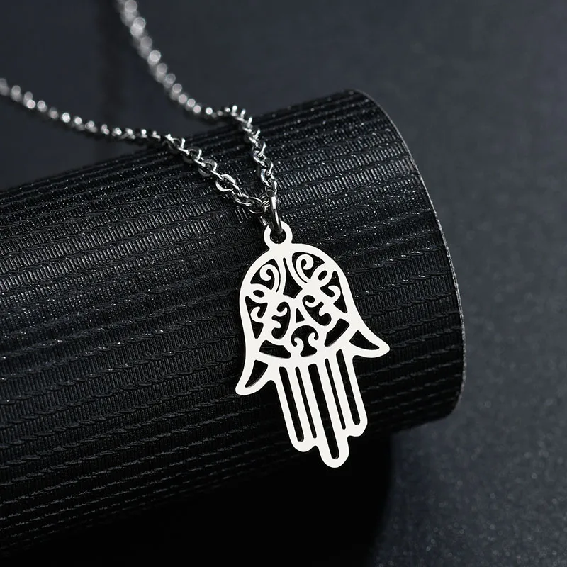 

UZone Retro Ancient Stainless Steel Eye Of Horus Necklace Unisex Hollow Palm Spiral Pendant Necklace Vintage Gift