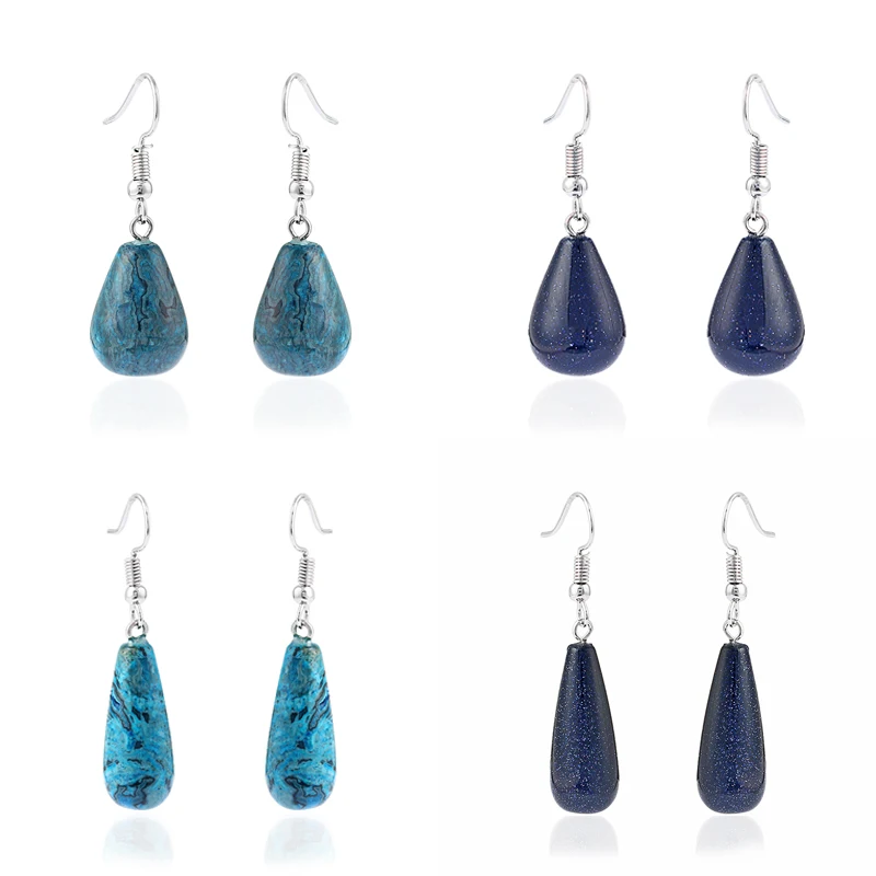 Женские серьги подвески с голубым песочным камнем 1 пара|dangle drop earings|dangle earringsdrop