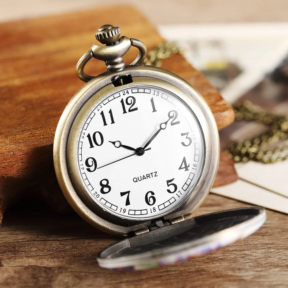 Винтажные мужские и женские карманные часы с большим циферблатом цветным