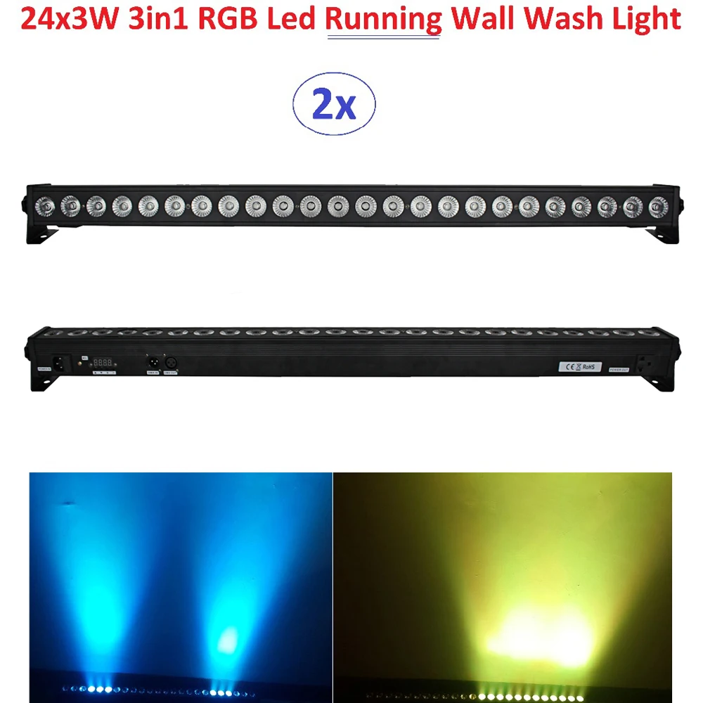 

2xLot DHL Free Shipping 2019 Led Wall Washer Light 24X3W RGB 3in1 LED Line Bar Beam Wash Strobe Lights With Running Horse Effect