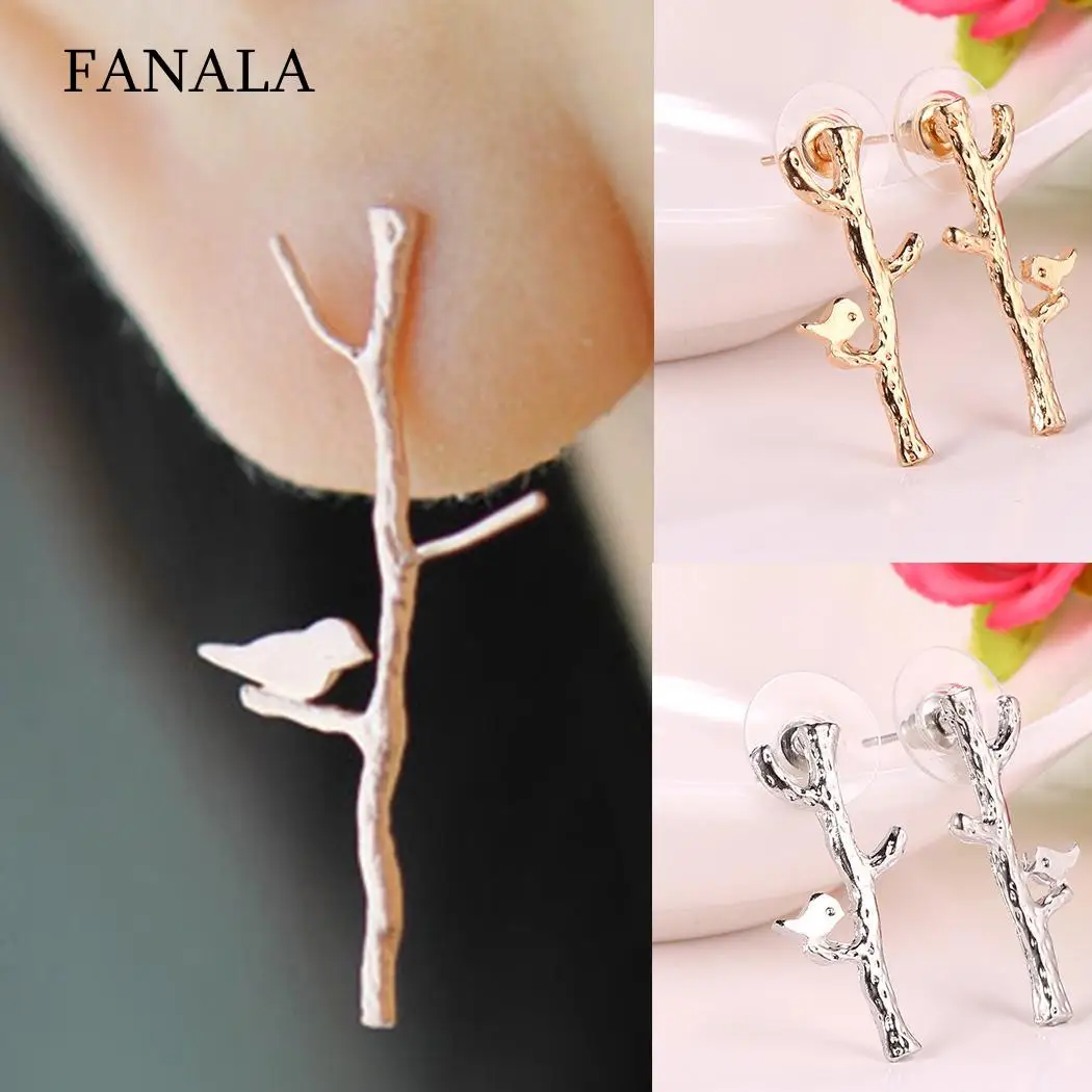 Dangle Branch Stud Fashion Jewelry Earrings Women Lovely Bird | Украшения и аксессуары