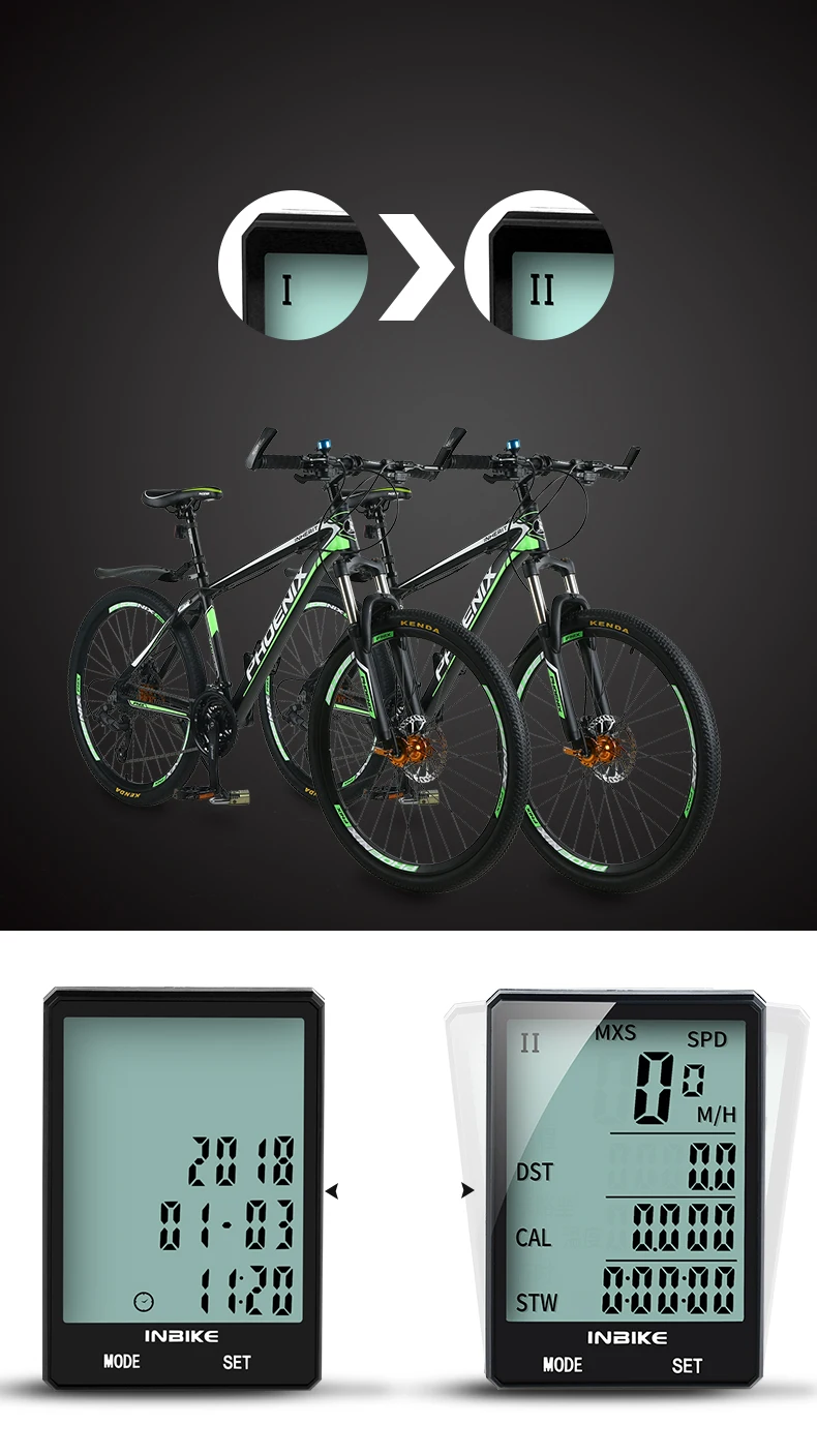 INBIKE 2.8 ''большой Экран велосипедов компьютер Беспроводной велокомпьютер непромокаемые Спидометр пробега Велоспорт измеримым секундомер
