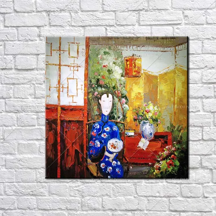 Старая пикантная девушка палитра нож абстрактная декоративная ручная роспись