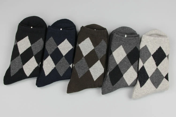 Лот из 5 пар Argyle/однотонные хлопковые мужские Зимние Повседневные носки