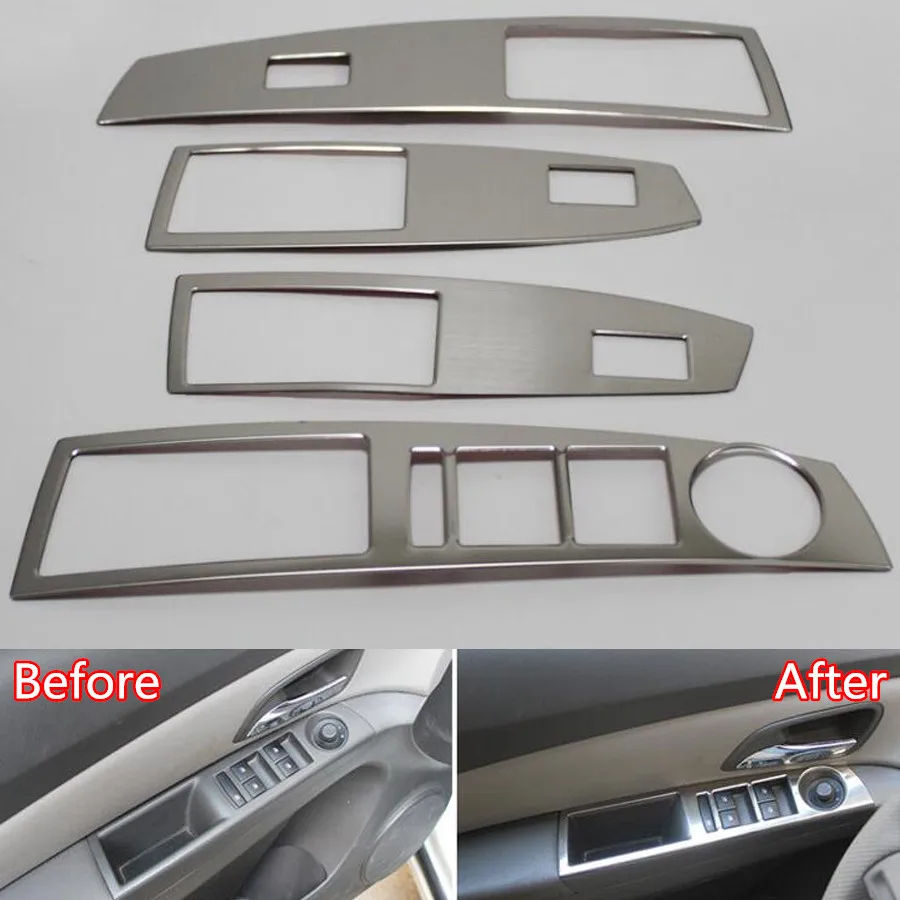 

YAQUICKA Stainless Car Interior Door Armrest Window Lift Switch Button Frame Trim Cover For Chevrolet Cruze 09-15 Decal Stickers