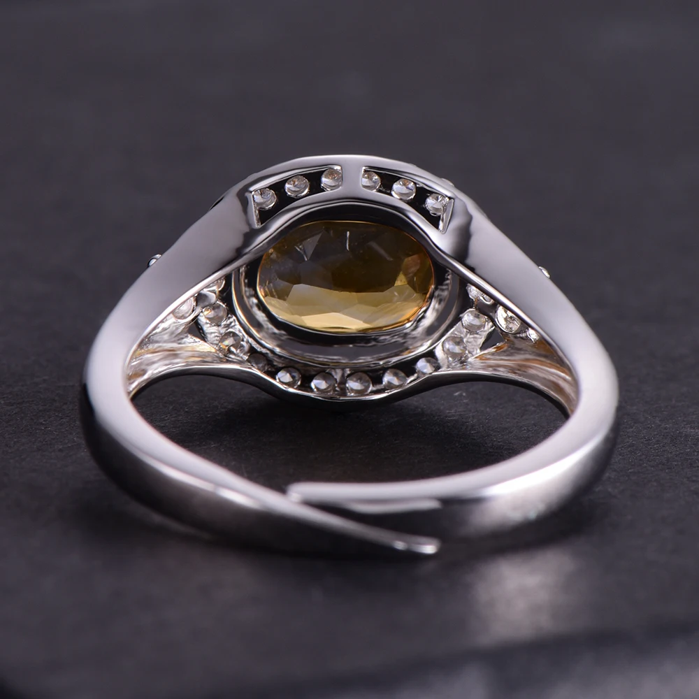 Buulooai Овальный 1.15ct натуральный цитрин камень Solitaire кольцо Подлинная 925 пробы