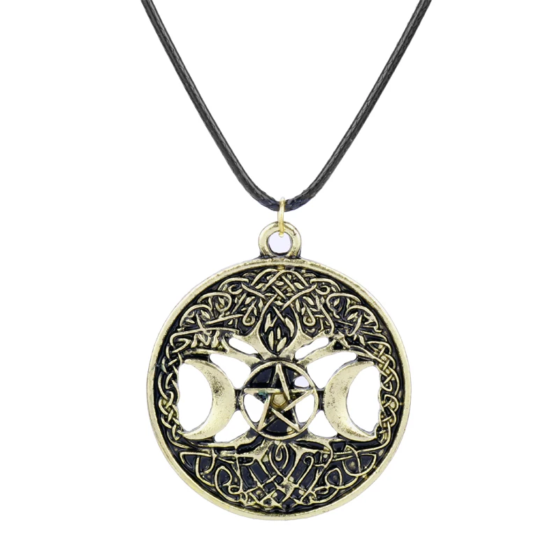 Triple Moon Goddess Wicca Pentagram Magic Amulet Necklace Women Tree of Life Necklaces Jewelry | Украшения и аксессуары