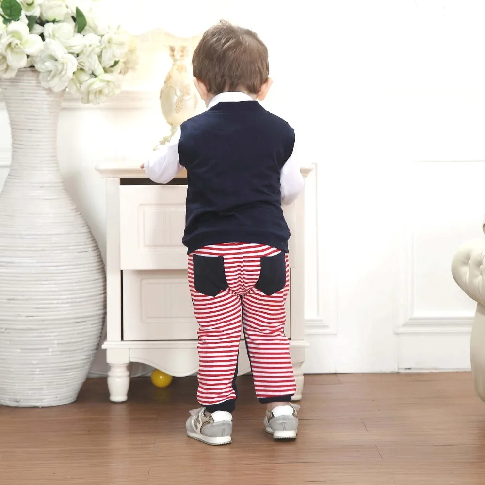 baby boy clothes wholesale kids fashion jongens kleding kinder plaid 2 pcs spring single breased patchwork suits |