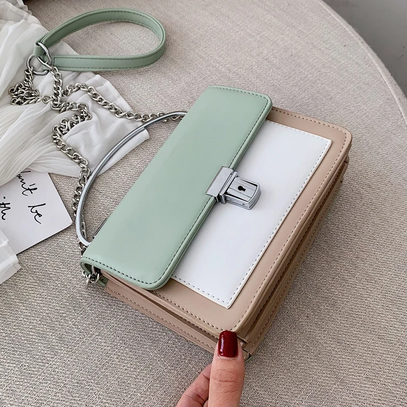 Кожаные сумки через плечо контрастного цвета для женщин 2019 сумка путешествий